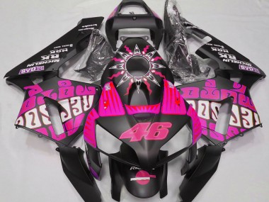 Custom 2003-2004 Honda CBR600RR Motorcycle Fairings - Hot Pink Glossy Black Rossi Repsol