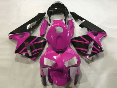 Custom 2003-2004 Honda CBR600RR Motorcycle Fairings - Hot Pink Glossy Black OEM Style