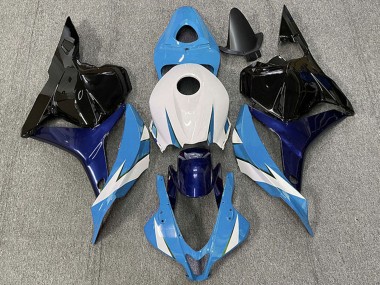 Custom 2009-2012 Honda CBR600RR Motorcycle Fairing - White Blue Glossy Black