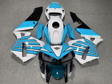 Custom 2005-2006 Honda CBR600RR Motorcycle Fairings - White Light Blue Wings