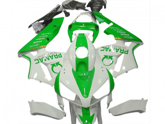 2005-2006 Honda CBR600RR Motorcycle Fairings - White Light Green Pramac