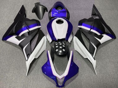 Custom 2009-2012 Honda CBR600RR Motorcycle Fairings - Dark Blue Matte Black Star