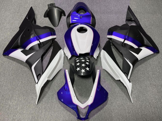 2009-2012 Honda CBR600RR Motorcycle Fairings - Dark Blue Matte Black Star