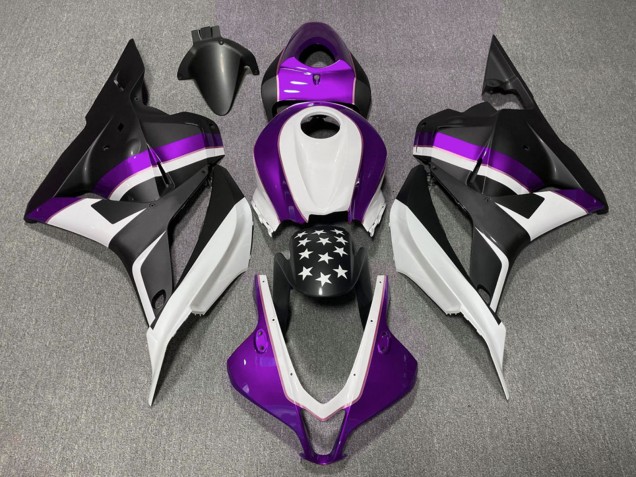 2009-2012 Honda CBR600RR Motorcycle Fairings - White Purple Matte Black Star