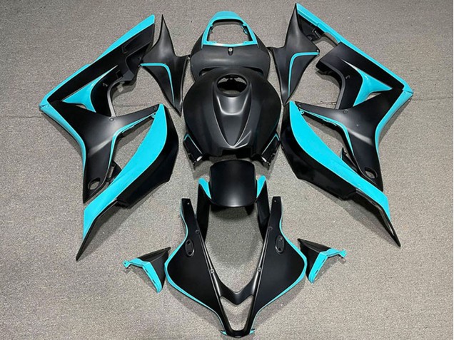 2007-2008 Honda CBR600RR Motorcycle Fairing - Cyan Blue Matte Black