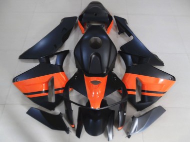 Custom 2005-2006 Honda CBR600RR Motorcycle Fairings - Matte Black Glossy Orange