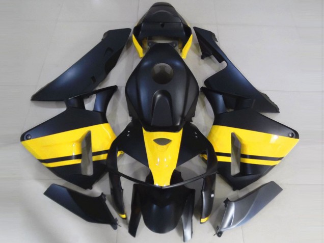 2005-2006 Honda CBR600RR Motorcycle Fairings - Matte Black Glossy Yellow