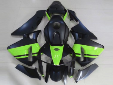 Custom 2005-2006 Honda CBR600RR Motorcycle Fairings - Matte Black Light Green