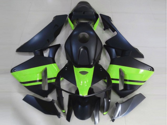 2005-2006 Honda CBR600RR Motorcycle Fairings - Matte Black Light Green