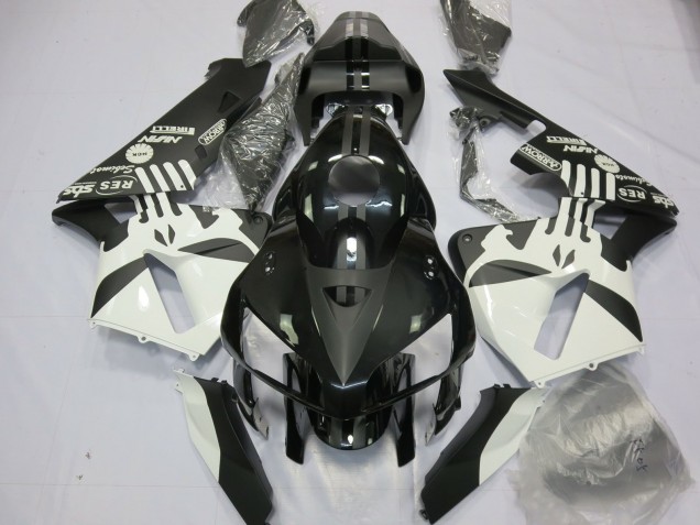 2005-2006 Honda CBR600RR Motorcycle Fairings - White Matte Black Puisher Logo