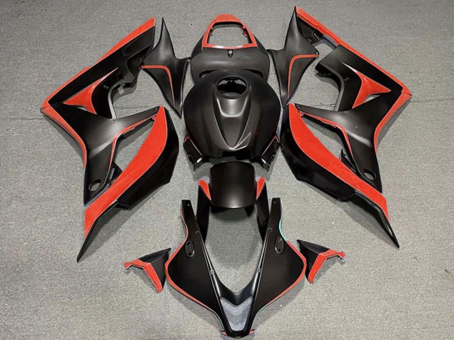 2007-2008 Honda CBR600RR Motorcycle Fairing - Red Matte Black