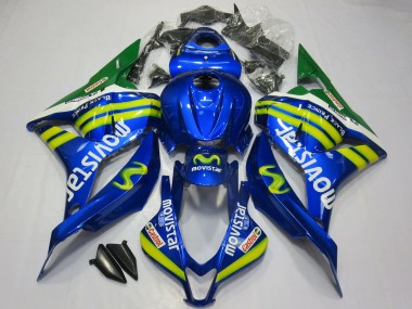 Custom 2009-2012 Honda CBR600RR Motorcycle Fairings - Blue Green MoviStar