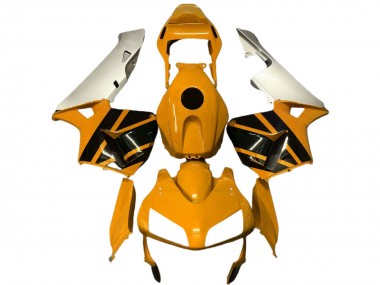 Custom 2003-2004 Honda CBR600RR Motorcycle Fairings - Silver Mustard Yellow Glossy Black