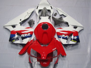 Custom 2003-2004 Honda CBR600RR Motorcycle Fairings - White Red Blue RVF Style