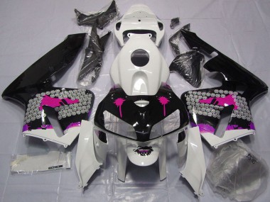 Custom 2005-2006 Honda CBR600RR Motorcycle Fairings - Pink Splatter on Glossy Black