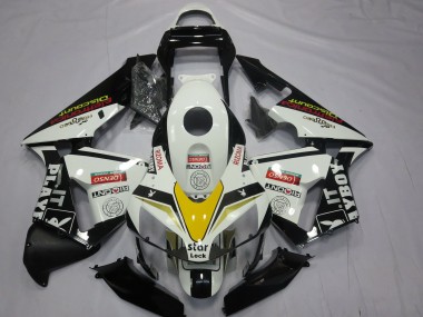 Custom 2003-2004 Honda CBR600RR Motorcycle Fairings - White Yellow Glossy Black Playboy Style