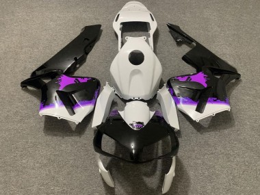 Custom 2003-2004 Honda CBR600RR Motorcycle Fairings - White Purple Glossy Black Splatter