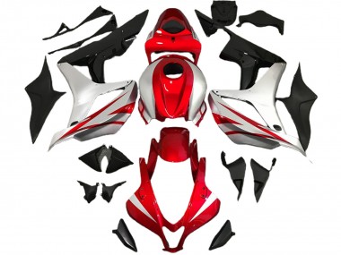 Custom 2007-2008 Honda CBR600RR Motorcycle Fairings - Silver Red Glossy Black OEM Style