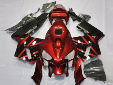 Custom 2005-2006 Honda CBR600RR Motorcycle Fairings - Red Glossy Black Design