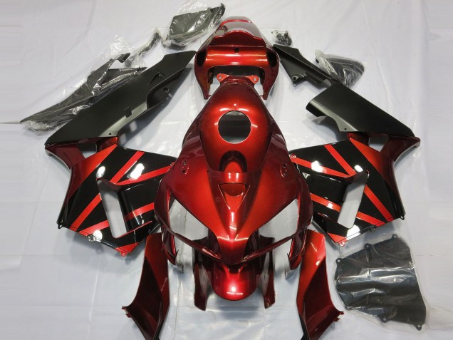 2005-2006 Honda CBR600RR Motorcycle Fairings - Red Glossy Black Design