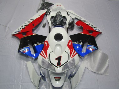 Custom 2003-2004 Honda CBR600RR Motorcycle Fairings - White Red Blue Glossy Black EuroBet