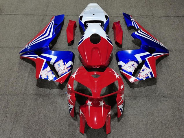 2005-2006 Honda CBR600RR Motorcycle Fairings - White Red Blue 69
