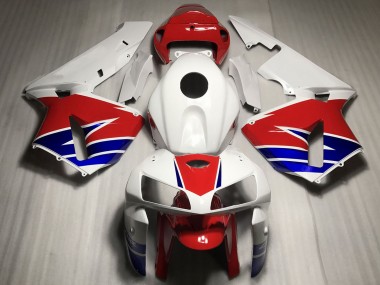 Custom 2005-2006 Honda CBR600RR Motorcycle Fairings - White Red Blue