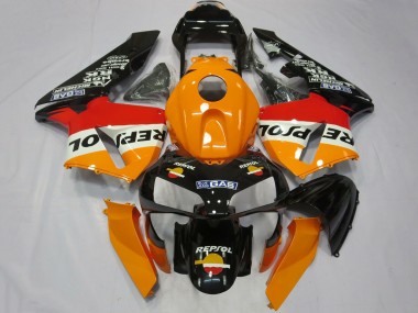 Custom 2003-2004 Honda CBR600RR Complete Motorcycle Fairings - Orange White Red Glossy Black Repsol