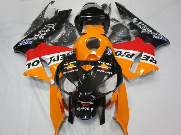 2005-2006 Honda CBR600RR Motorcycle Fairings - Orange White Red Glossy Black Repsol Man Power