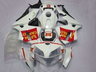 Custom 2005-2006 Honda CBR600RR Motorcycle Fairings - White Red Yellow San Carlo 58