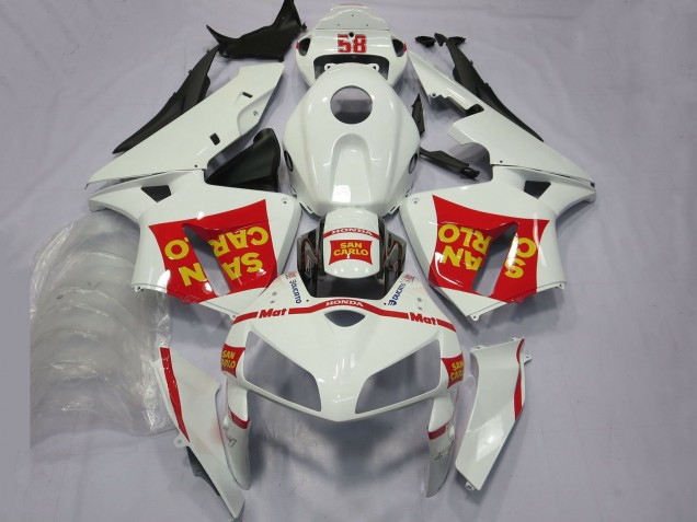 2005-2006 Honda CBR600RR Motorcycle Fairings - White Red Yellow San Carlo 58