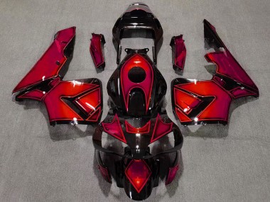 Custom 2003-2004 Honda CBR600RR Motorcycle Fairings - Red Glossy Black
