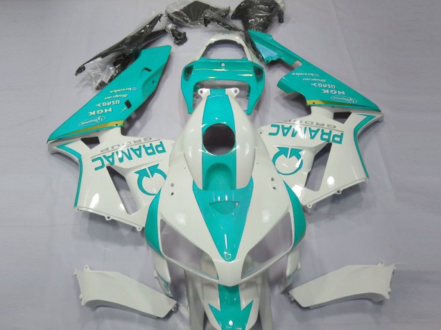 2005-2006 Honda CBR600RR Motorcycle Fairings - White Teal Pramac