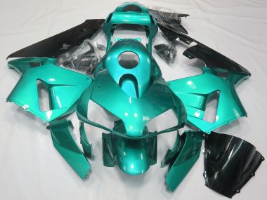 Custom 2003-2004 Honda CBR600RR Motorcycle Fairings - Teal Blue Glossy Black