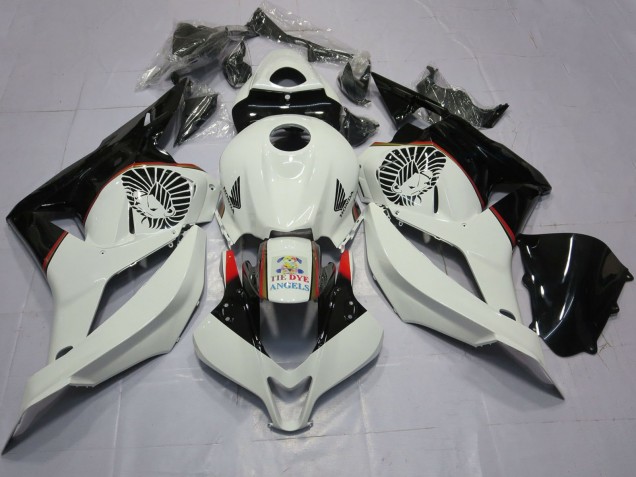 2009-2012 Honda CBR600RR Motorcycle Fairings - White Glossy Black Tie Dye