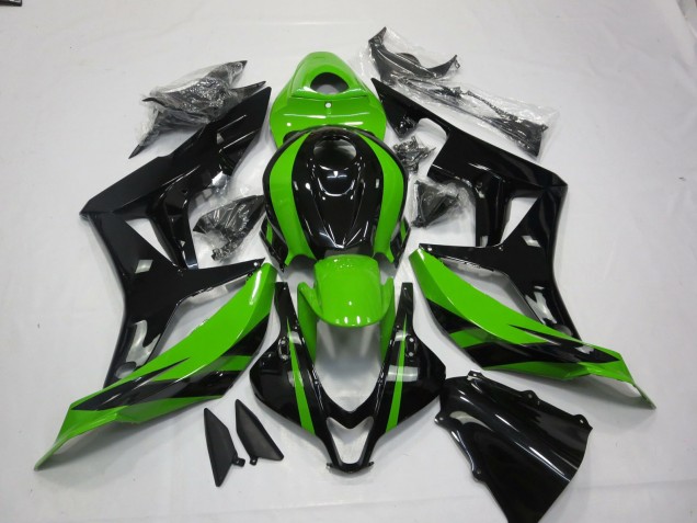 2007-2008 Honda CBR600RR Motorcycle Fairings - Green Glossy Black