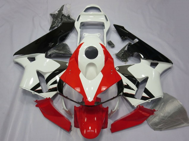 2003-2004 Honda CBR600RR Motorcycle Fairing - White Red Glossy Black