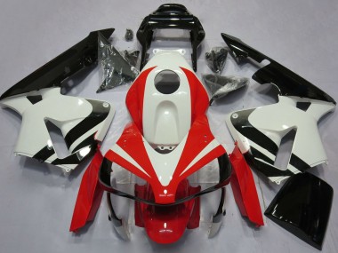 Custom 2003-2004 Honda CBR600RR Motorcycle Fairings - White Red Glossy Black OEM Style
