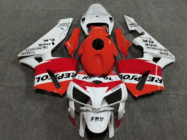 2005-2006 Honda CBR600RR Motorcycle Fairings - Orange White Red Glossy Black Repsol Style