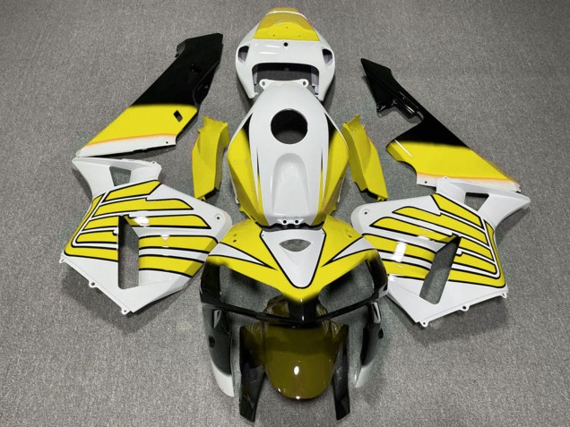 2005-2006 Honda CBR600RR Motorcycle Fairings - Yellow and White Wings
