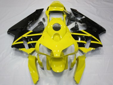 Custom 2003-2004 Honda CBR600RR Motorcycle Fairings - Yellow Glossy Black OEM Style