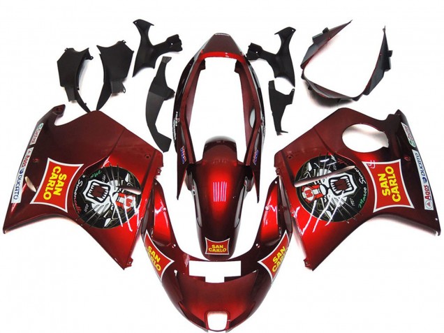 1996-2007 Honda CBR1100XX Blackbird Motorcycle Fairings - Red Yellow San Carlo