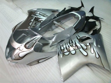 Custom 1996-2007 Honda CBR1100XX Blackbird Motorcycle Fairings - Silver Black Flame