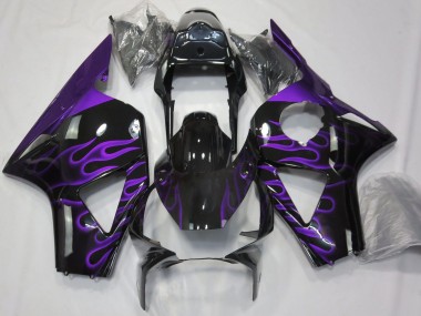 Custom 2002-2003 Honda CBR954RR Motorcycle Fairings - Glossy Black Purple Flame