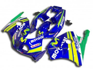 Custom 1990-1998 Honda CBR250RR Motorcycle Fairings - Blue Yellow Green MoviStar Red Castrol