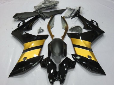 Custom 2011-2013 Honda CBR600F Motorcycle Fairings - Gold Glossy Black CBR Design