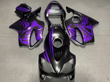 Custom 2001-2003 Honda CBR600 F4i Motorcycle Fairings - Purple Matte Black Skull