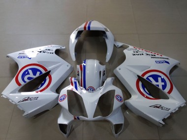 Custom 2002-2013 Honda VFR 800 Motorcycle Fairings - White Blue Red Custom R