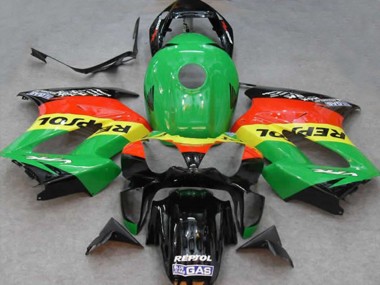 Custom 2002-2013 Honda VFR 800 Motorcycle Fairings - Green Yellow Red Black Repsol