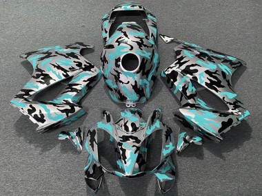 Custom 2002-2013 Honda VFR 800 Motorcycle Fairings - Teal Camouflage